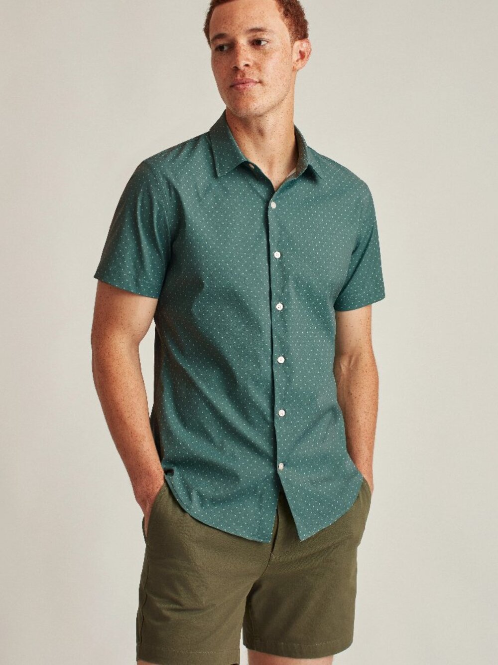 Bonobos Green Dot 2 Way Stretch Tech Short Sleeve Shirt/8599